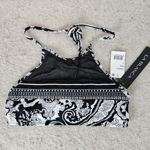 (NEW) La Blanca Haulter Black White Paisley Bikini Top Size 4